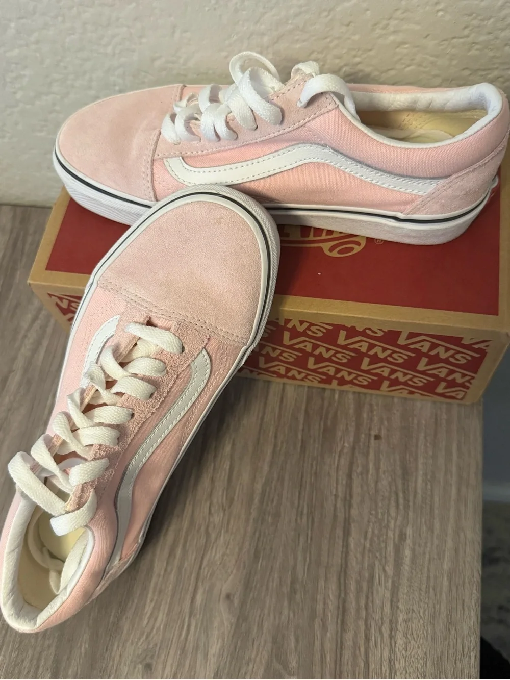 Vans Old Skool Pink and White Low-Top Sneakers